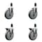 Service Caster 6'' Gray Poly Wheel Swivel 1-3/8'' Expanding Stem Caster Set 2 Brakes, 4PK SCC-EX20S614-PPUB-2-PLB-2-138 - alternate 1